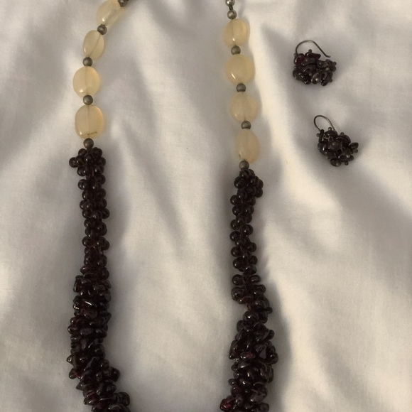 Garnet necklace and earrings gemstone - Picture 1 of 2